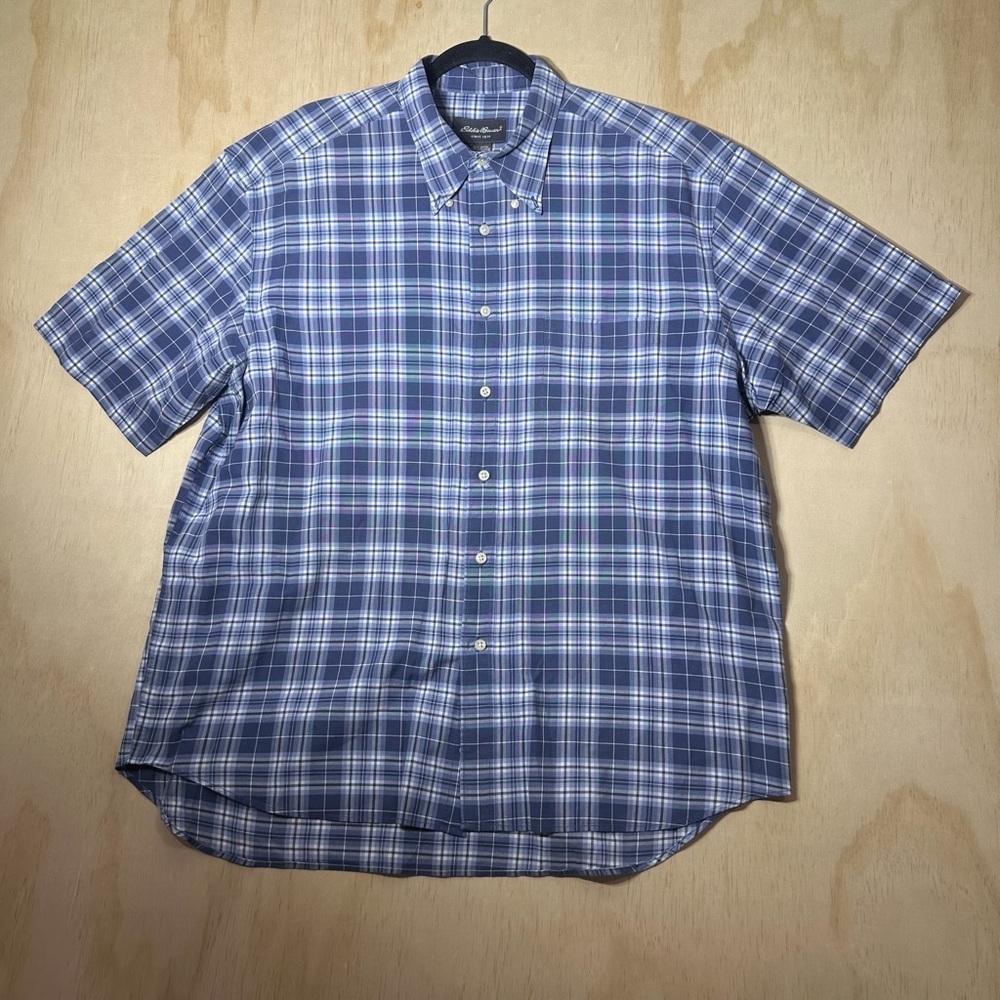 Eddie Bauer Plaid‎ Button Down Short Men’s Size XL Cotton